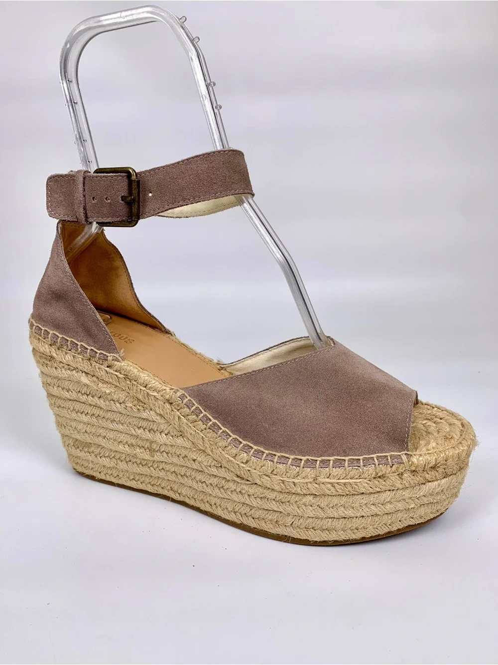 NEW! Soludos Positano Womens Platform Wedge Sandals Size 11.0 M, ASH Brown Suede
